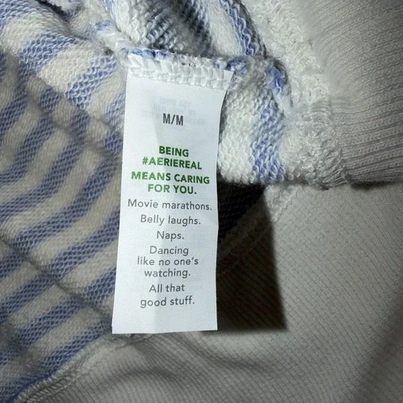 New Aerie Classic Crew Oversized Sweatshirt Blue White Stripes Size Medium NWT - Picture 4 of 7